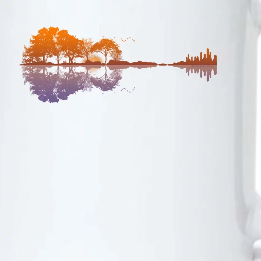 Guitar Lake Reflections Gift Music And Guitar Lover Guitar Gift Black Color Changing Mug