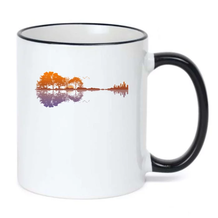 Guitar Lake Reflections Gift Music And Guitar Lover Guitar Gift Black Color Changing Mug