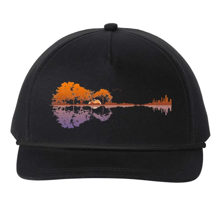 Guitar Lake Reflections Music Lover Snapback Five-Panel Rope Hat