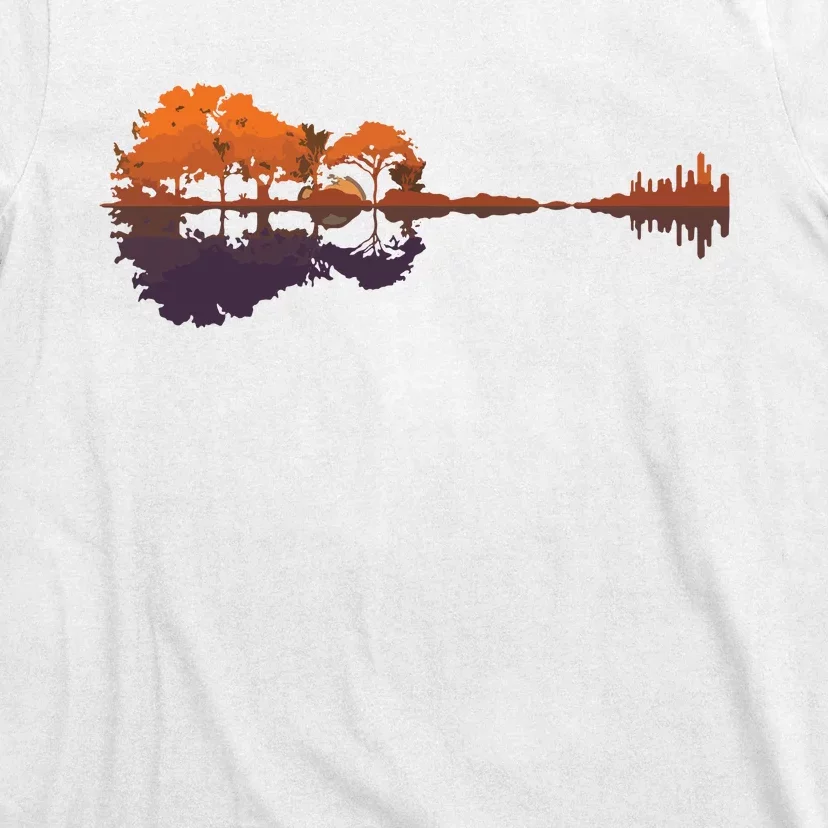 Guitar Lake Reflections Music And Guitar Lover Guitar T-Shirt