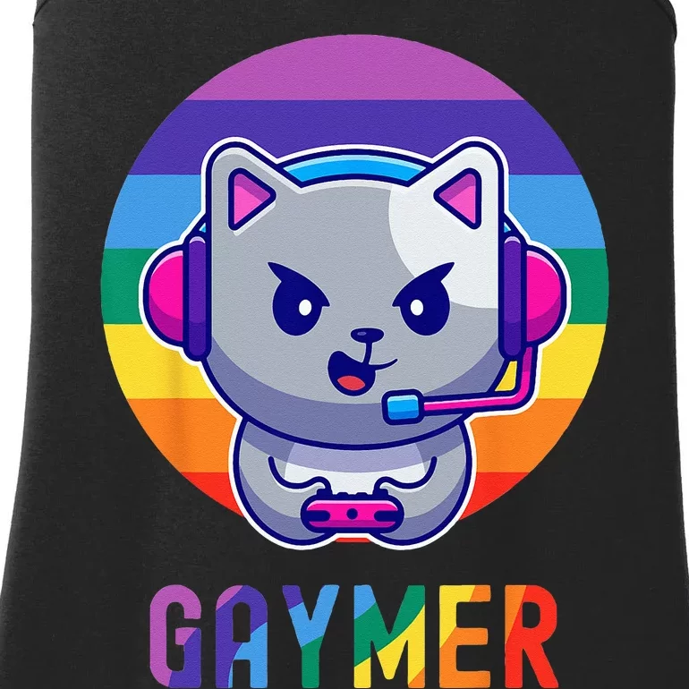 Gaymer LGBT Rainbow Gay Video Game Lovers Gift Cat Pride Ladies Essential Tank