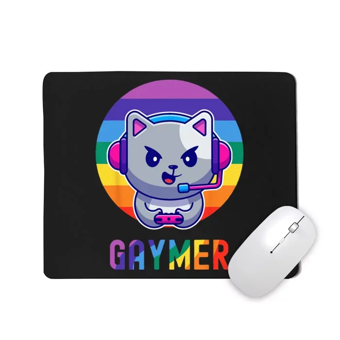 Gaymer LGBT Rainbow Gay Video Game Lovers Gift Cat Pride Mousepad