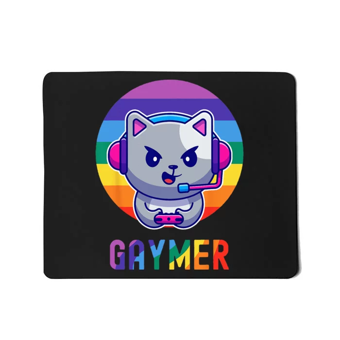 Gaymer LGBT Rainbow Gay Video Game Lovers Gift Cat Pride Mousepad