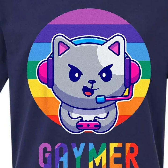 Gaymer LGBT Rainbow Gay Video Game Lovers Gift Cat Pride Sueded Cloud Jersey T-Shirt