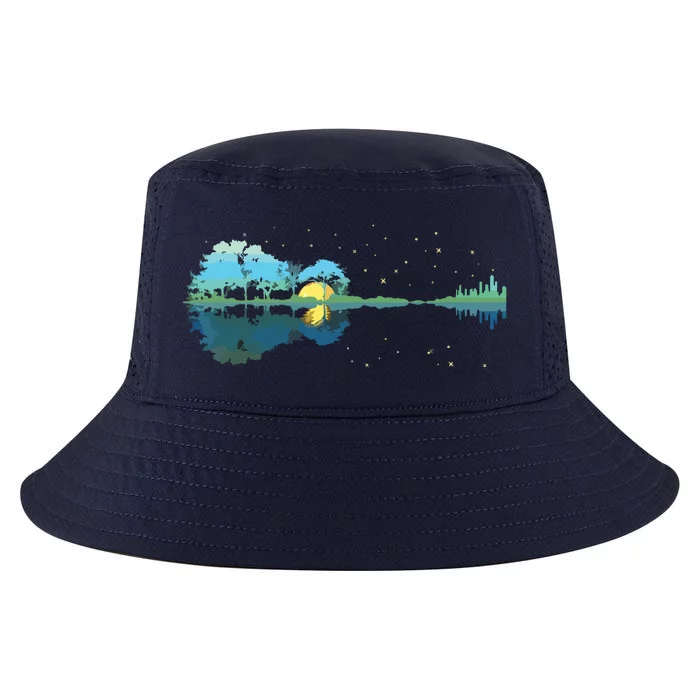 Guitar Lake Reflections Night Sky And Moon Guitar Cool Comfort Performance Bucket Hat