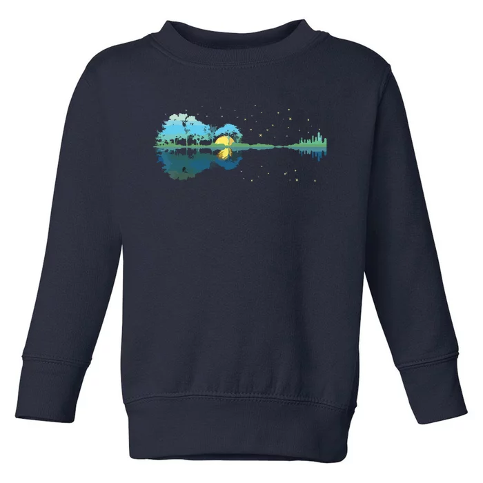 Guitar Lake Reflections Night Sky And Moon Guitar Toddler Sweatshirt