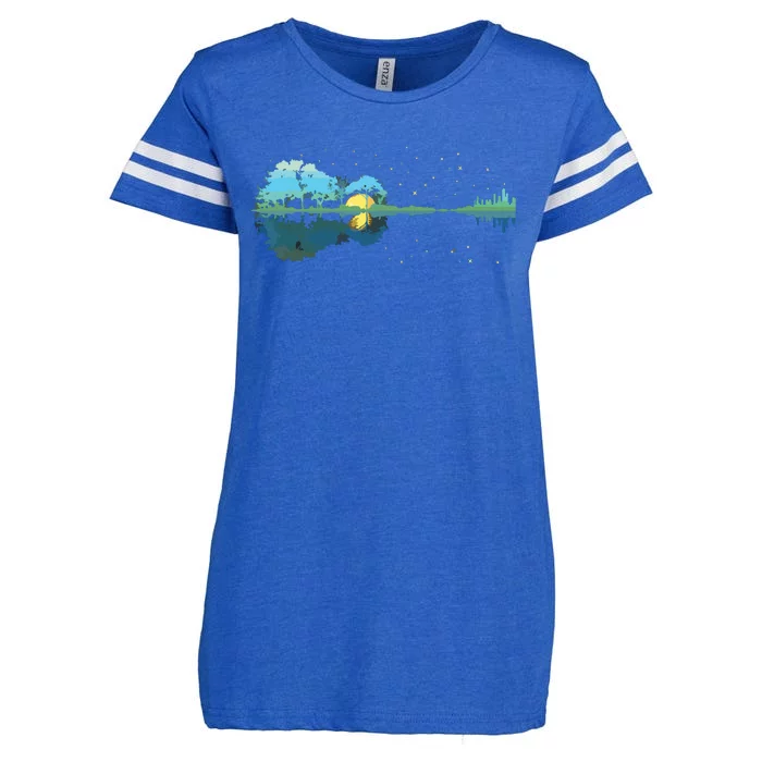 Guitar Lake Reflections Night Sky And Moon Guitar Enza Ladies Jersey Football T-Shirt