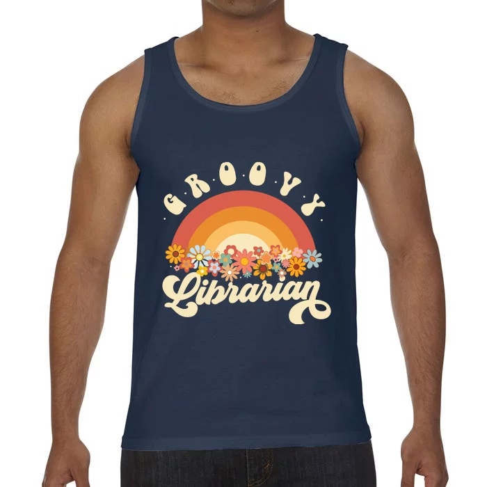 Groovy Librarian Retro Rainbow Colorful Design Librarian Comfort Colors® Tank Top