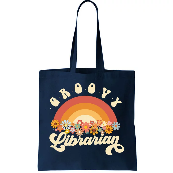 Groovy Librarian Retro Rainbow Colorful Design Librarian Tote Bag