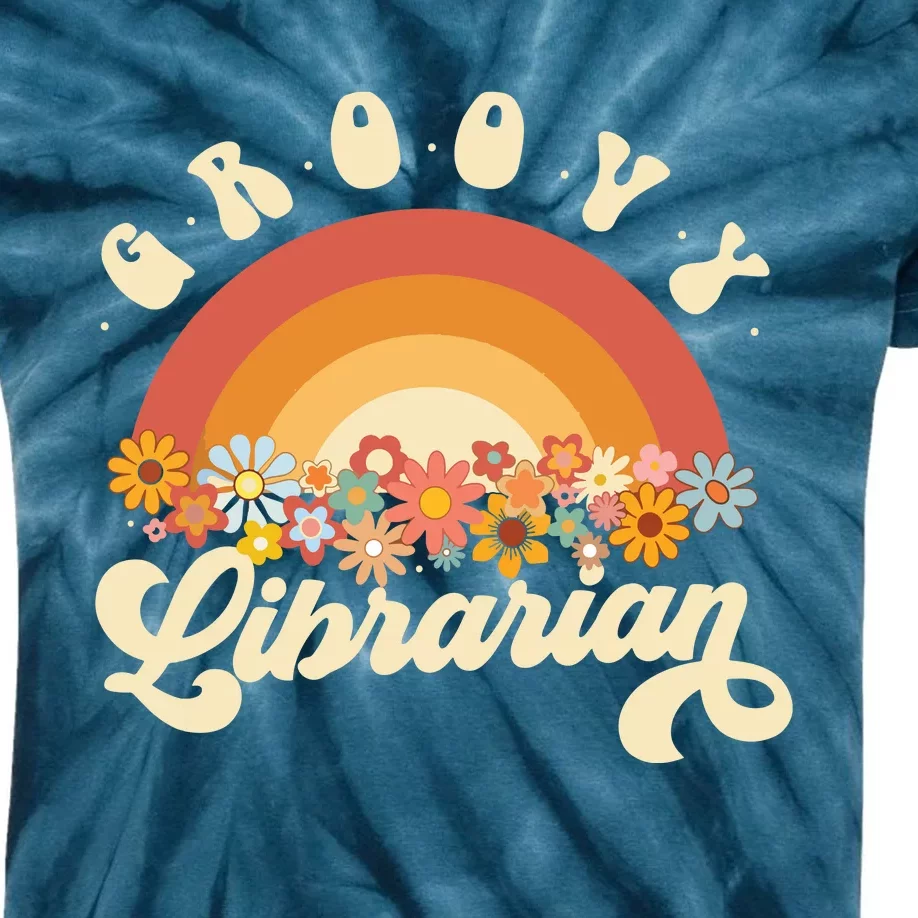 Groovy Librarian Retro Rainbow Colorful Design Librarian Kids Tie-Dye T-Shirt