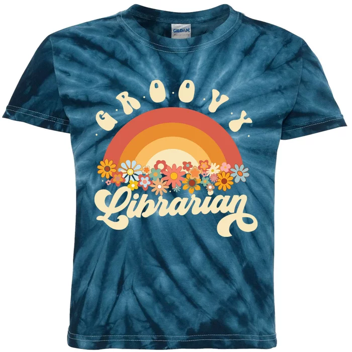 Groovy Librarian Retro Rainbow Colorful Design Librarian Kids Tie-Dye T-Shirt