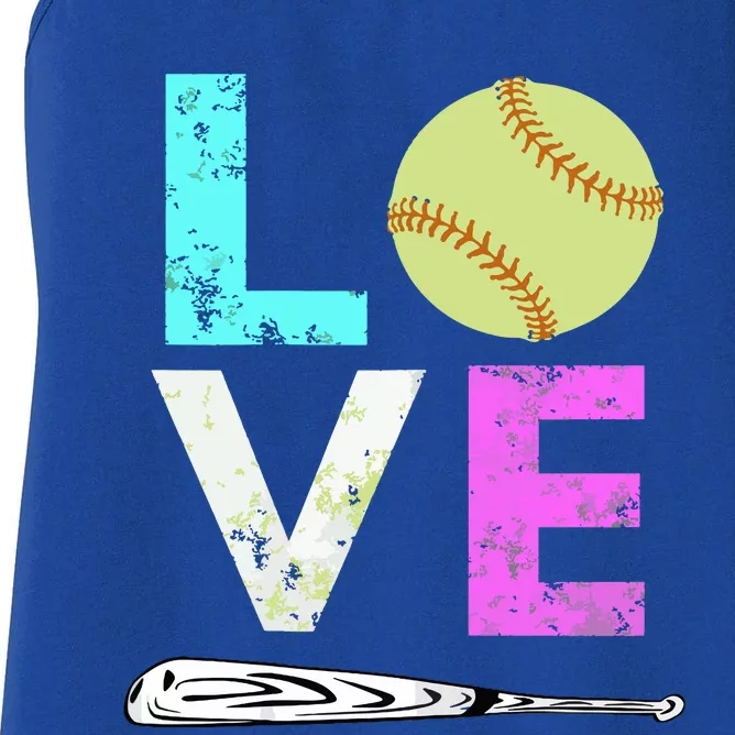 Girl Love Softball Best Fun Birthday Gift Women's Racerback Tank