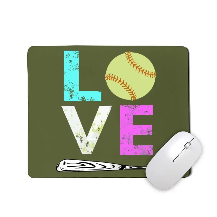 Girl Love Softball Best Fun Birthday Gift Mousepad