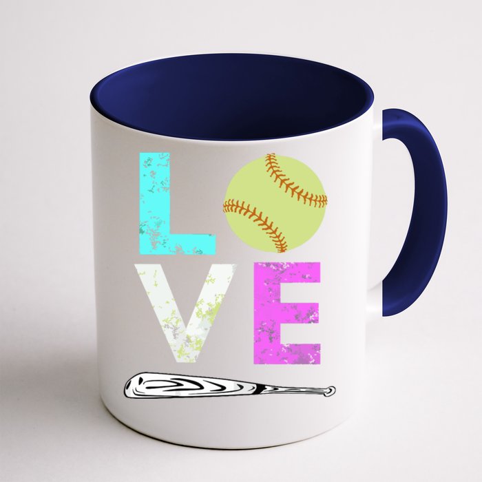 Girl Love Softball Best Fun Birthday Gift Front & Back Coffee Mug