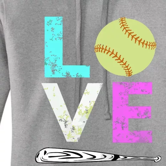 Girl Love Softball Best Fun Birthday Gift Women's Pullover Hoodie