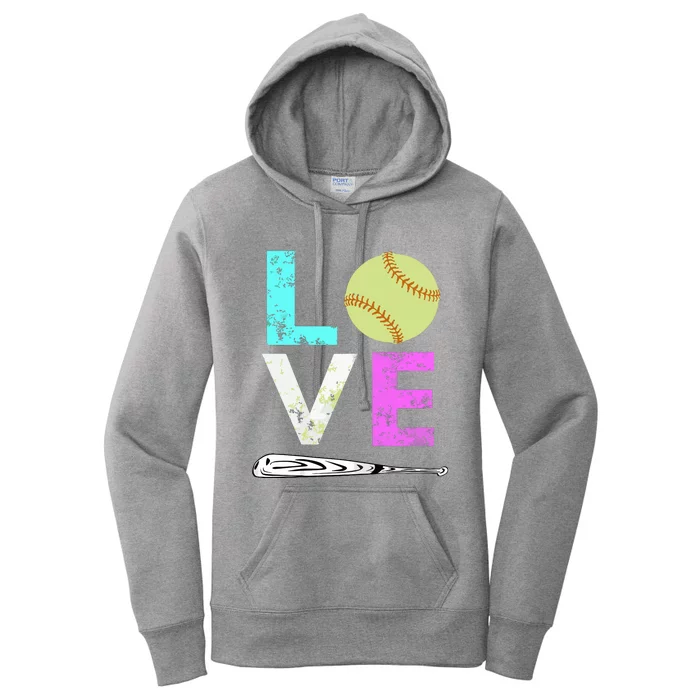 Girl Love Softball Best Fun Birthday Gift Women's Pullover Hoodie