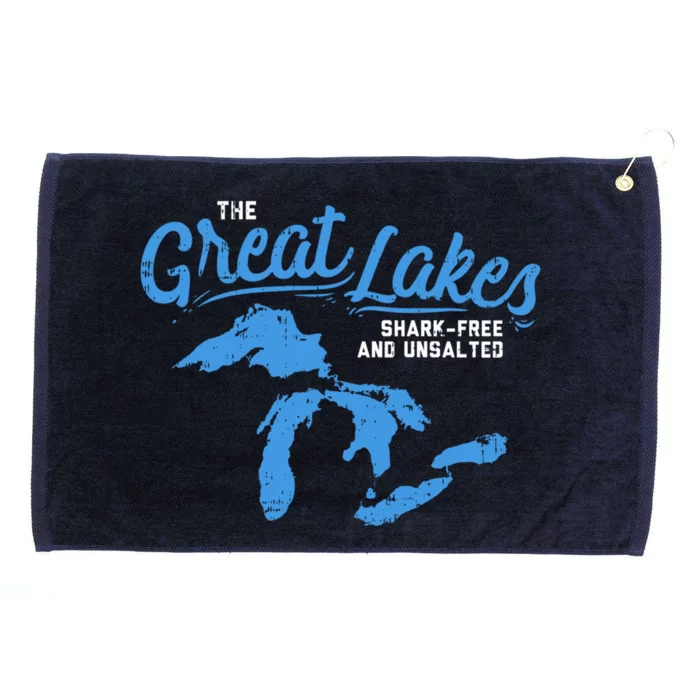 Great Lakes Shark Free And Unsalted Summer Vacation Lake Life Gift Grommeted Golf Towel