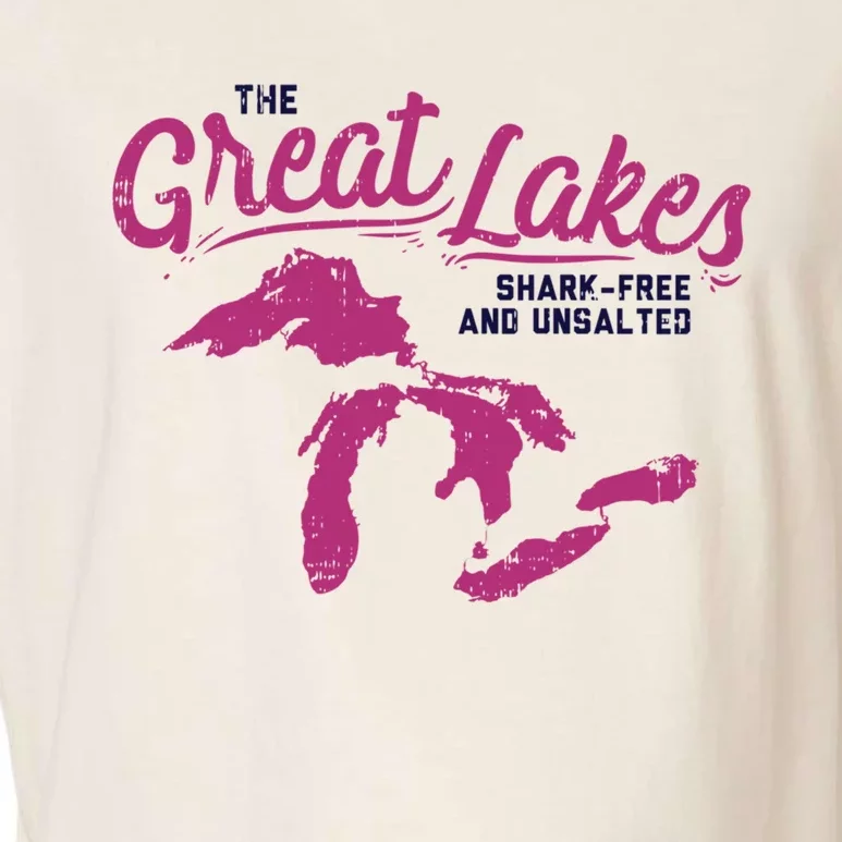 Great Lakes Shark Free And Unsalted Summer Vacation Funny Gift Garment-Dyed Women's Muscle Tee