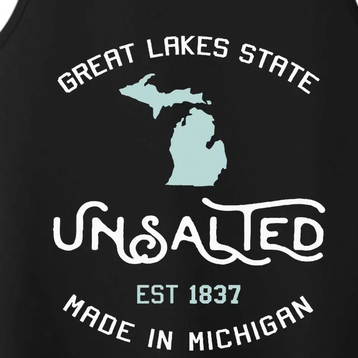 Great Lakes State Unsalted Est 1837 Made In Michigan Performance Tank