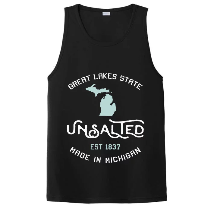 Great Lakes State Unsalted Est 1837 Made In Michigan Performance Tank