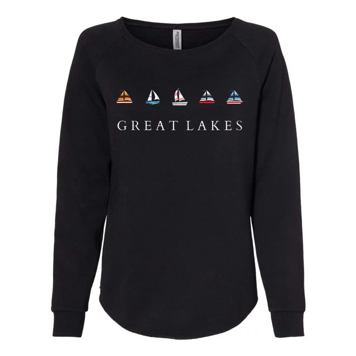 Great Lakes Sailing Americana Lake Michigan Lake Superior Womens California Wash Sweatshirt