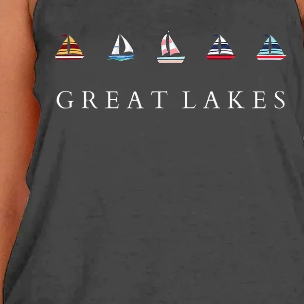 Great Lakes Sailing Americana Lake Michigan Lake Superior Women's Knotted Racerback Tank