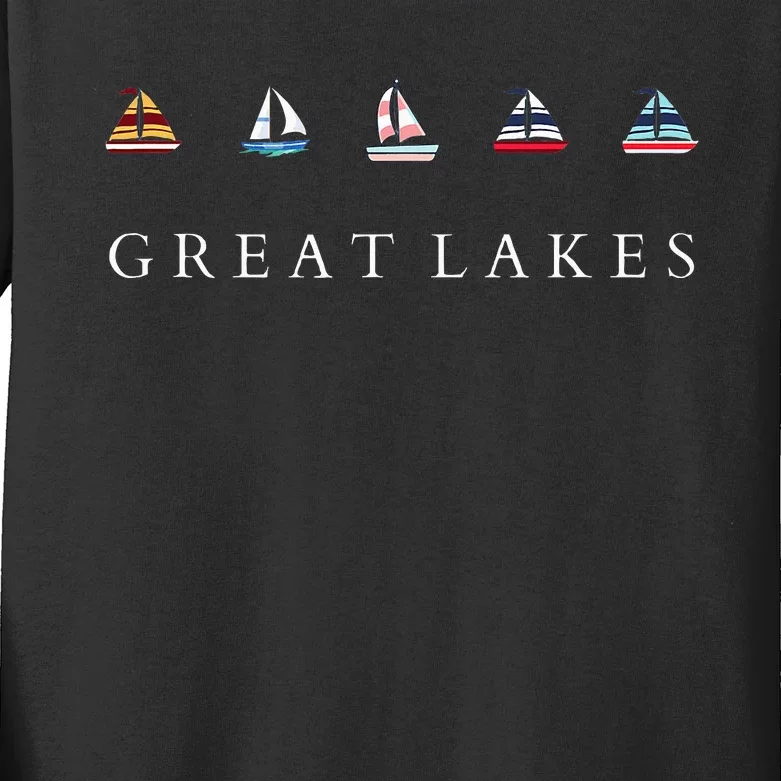 Great Lakes Sailing Americana Lake Michigan Lake Superior Kids Long Sleeve Shirt