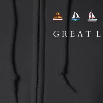 Great Lakes Sailing Americana Lake Michigan Lake Superior Full Zip Hoodie