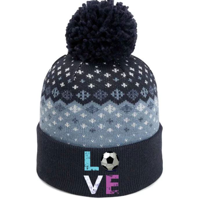 Girl Love Soccer Best Fun Birthday Gift The Baniff Cuffed Pom Beanie