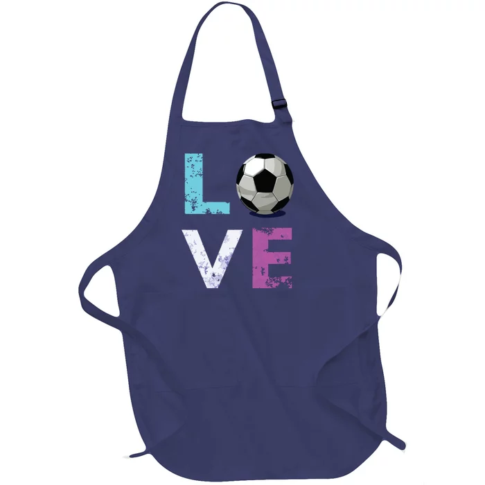 Girl Love Soccer Best Fun Birthday Gift Full-Length Apron With Pocket