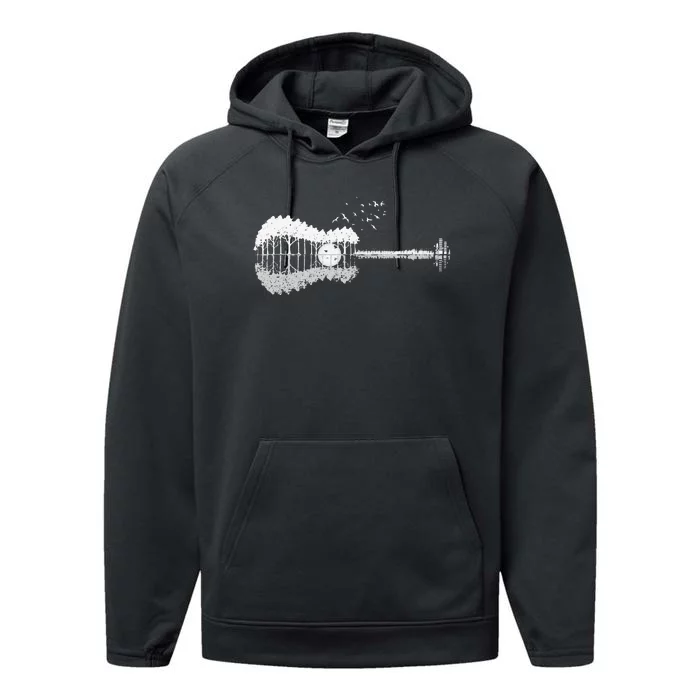 Guitar Lake Shadow Love Guitar Musician Performance Fleece Hoodie