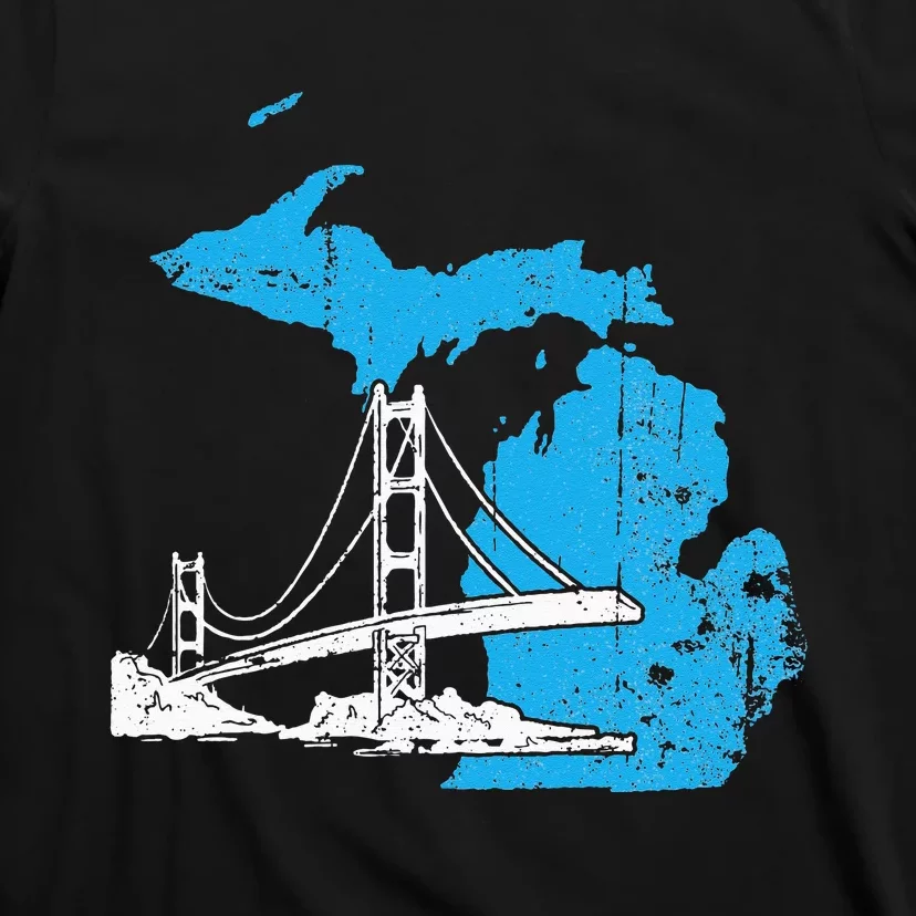 Great Lakes Shaped  Summer Michigan Mackinac Bridge T-Shirt