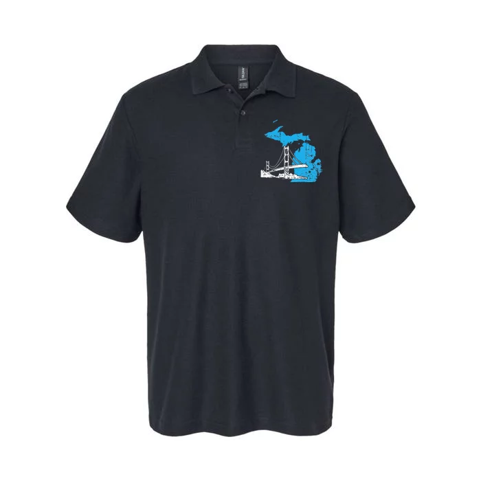 Great Lakes Shaped  Summer Michigan Mackinac Bridge Softstyle Adult Sport Polo