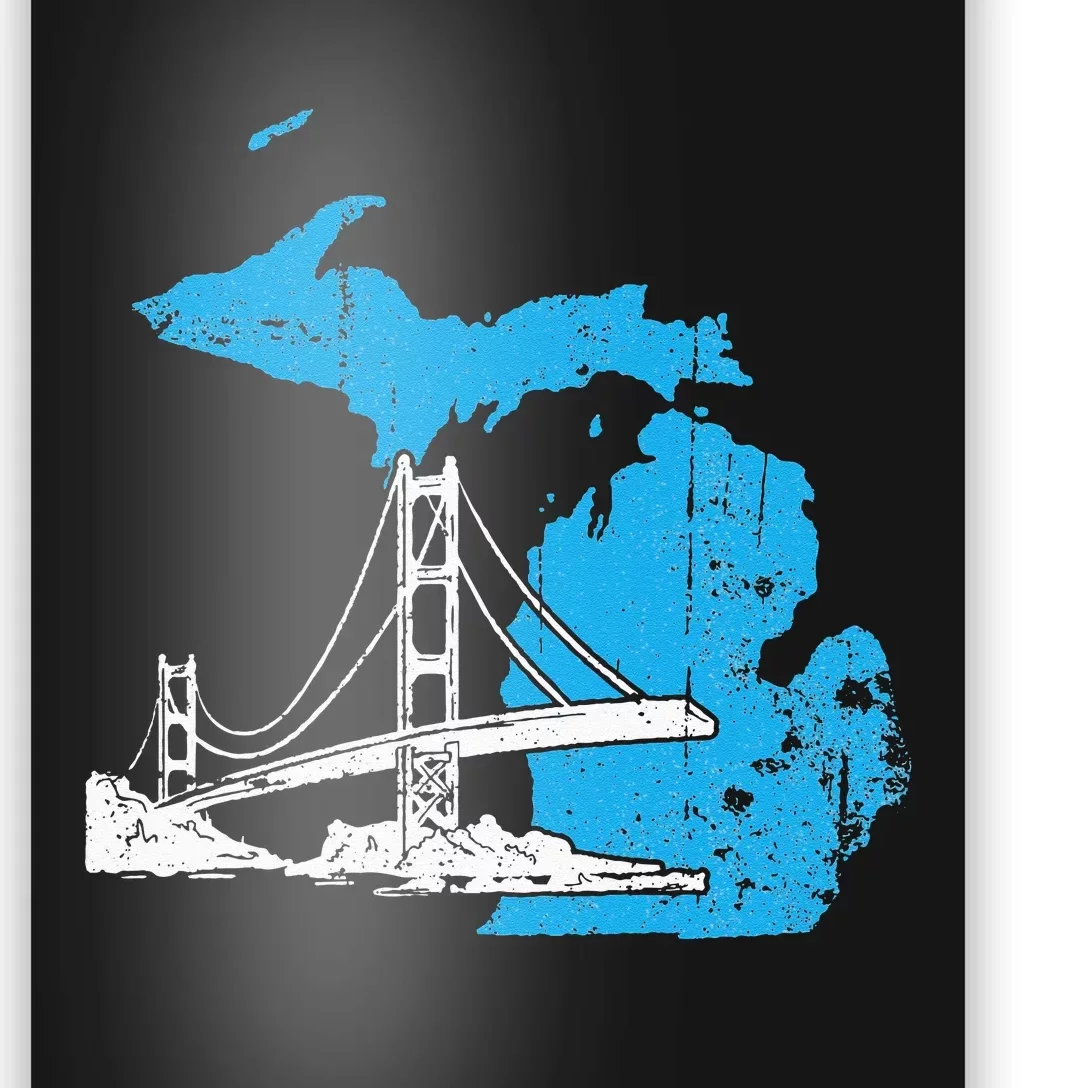 Great Lakes Shaped  Summer Michigan Mackinac Bridge Poster