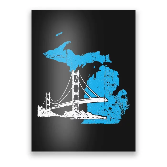 Great Lakes Shaped  Summer Michigan Mackinac Bridge Poster