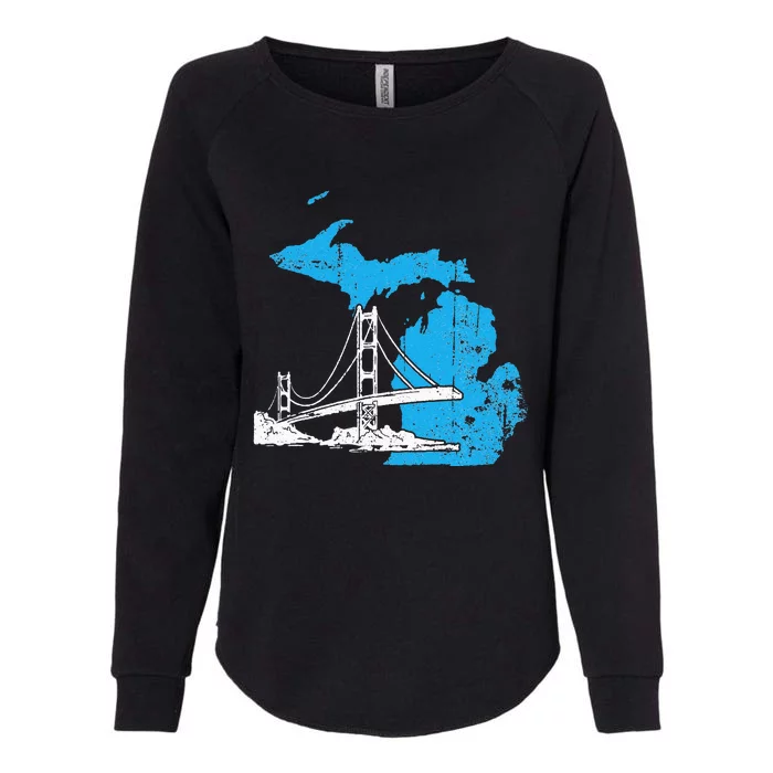 Great Lakes Shaped  Summer Michigan Mackinac Bridge Womens California Wash Sweatshirt