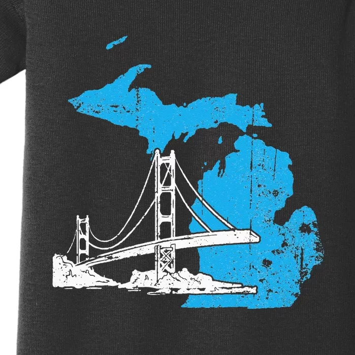 Great Lakes Shaped  Summer Michigan Mackinac Bridge Baby Bodysuit