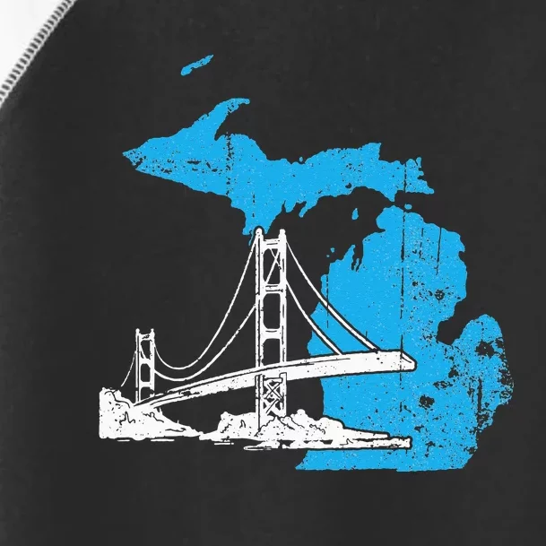 Great Lakes Shaped  Summer Michigan Mackinac Bridge Toddler Fine Jersey T-Shirt