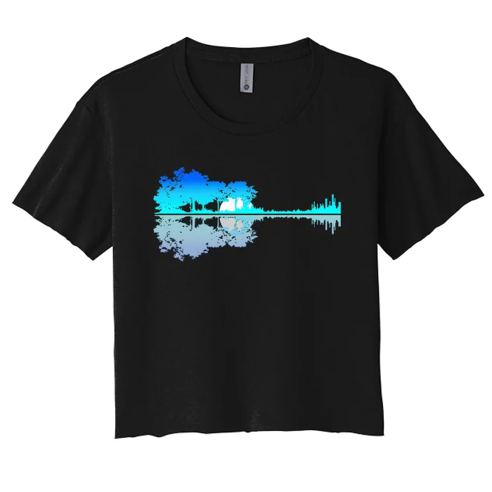 Guitar Lake Shadow Love Guitar Musician Women's Crop Top Tee