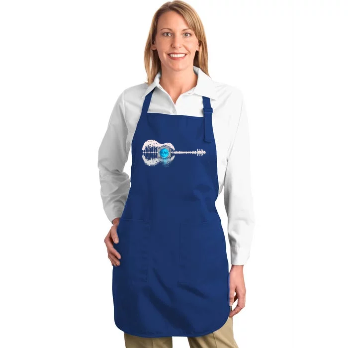 Guitar Lake Shadow Love Guitar Musician Full-Length Apron With Pocket