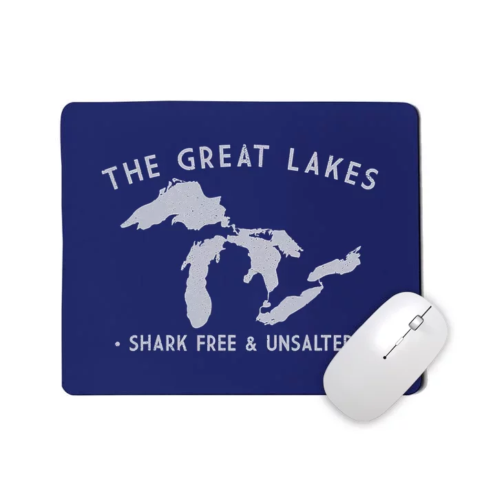 Great Lakes Shark Free And Unsalted Funny Vintage Mousepad