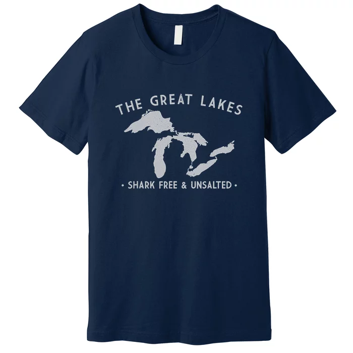 Great Lakes Shark Free And Unsalted Funny Vintage Premium T-Shirt