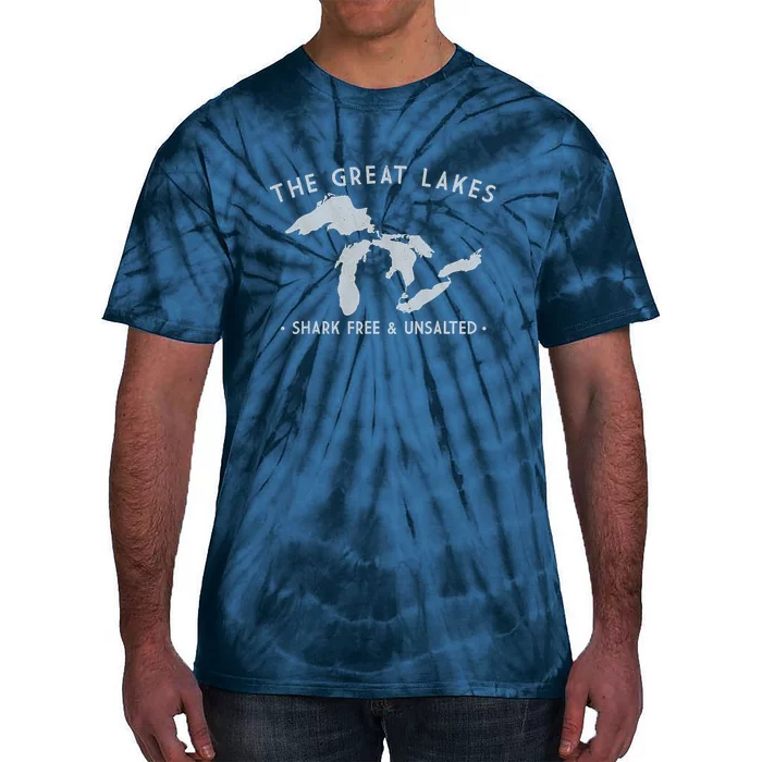 Great Lakes Shark Free And Unsalted Funny Vintage Tie-Dye T-Shirt