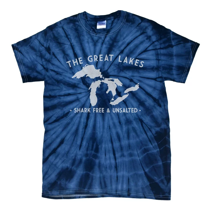 Great Lakes Shark Free And Unsalted Funny Vintage Tie-Dye T-Shirt