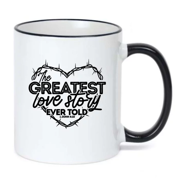 Greatest Love Story Ever Told Retro Christian Valentines Day Black Color Changing Mug