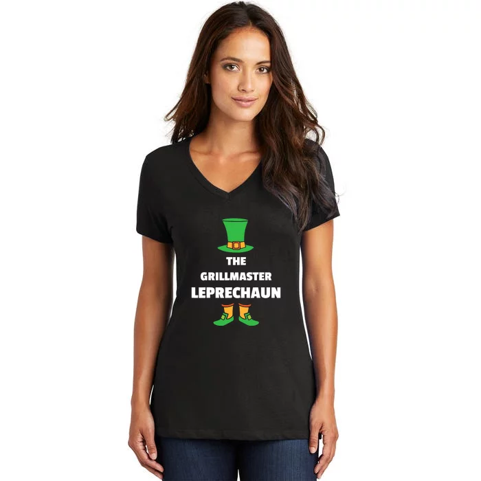 Grilling Leprechaun St. Patricks Day Grillmaster Women's V-Neck T-Shirt