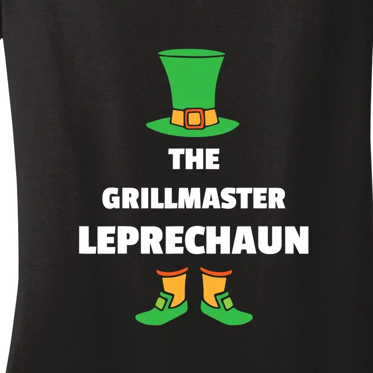 Grilling Leprechaun St. Patricks Day Grillmaster Women's V-Neck T-Shirt