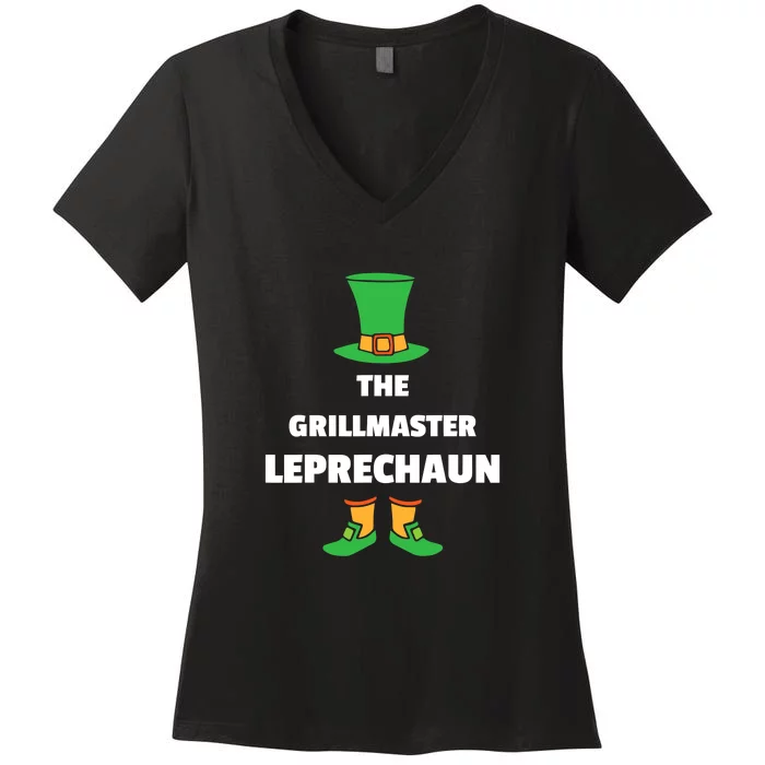 Grilling Leprechaun St. Patricks Day Grillmaster Women's V-Neck T-Shirt