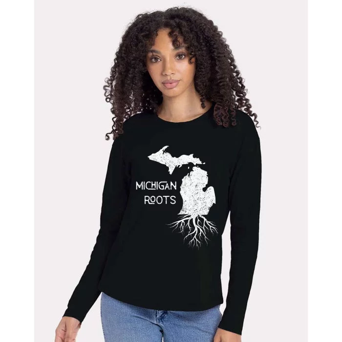 Great Lakes State Michigan Roots Yooper Native Michiganian Womens Cotton Relaxed Long Sleeve T-Shirt