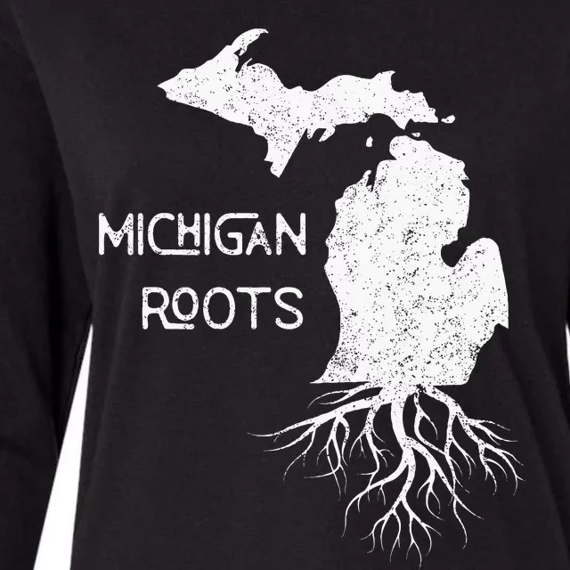 Great Lakes State Michigan Roots Yooper Native Michiganian Womens Cotton Relaxed Long Sleeve T-Shirt